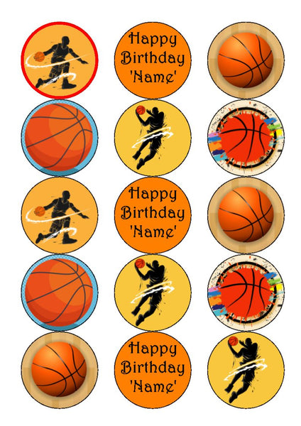 Basketball Edible Icing Cake Toppers - Design 2 - Incredible Toppers