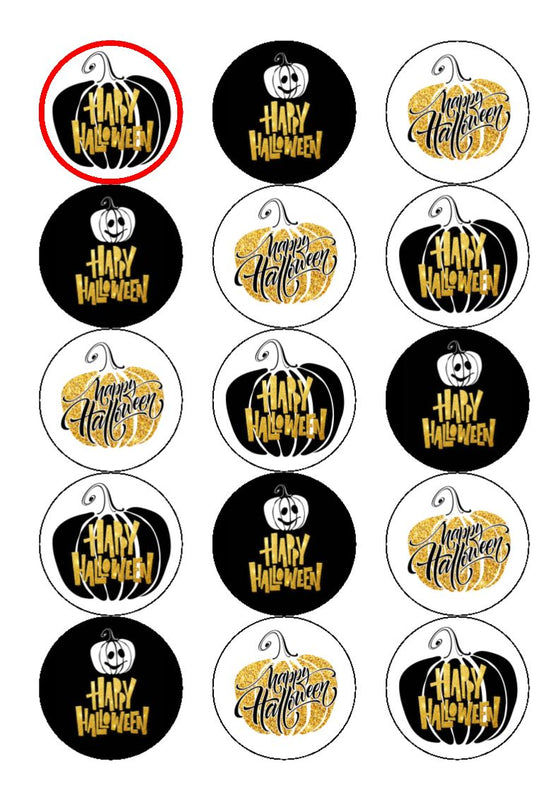 HALLOWEEN BLACK AND GOLD - Cake and Cupcake Toppers