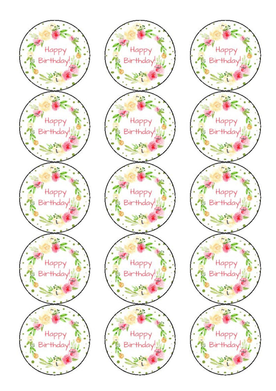 Birthday - Edible Drink Toppers - Design 7