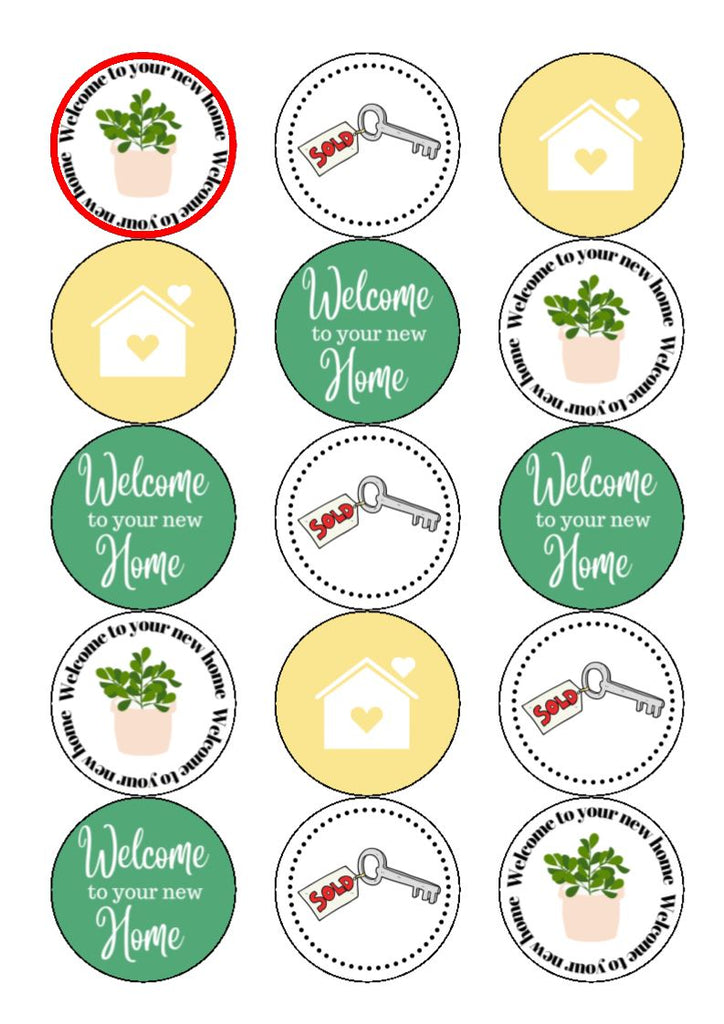 New Home - Mixed Theme - edible cupcake toppers