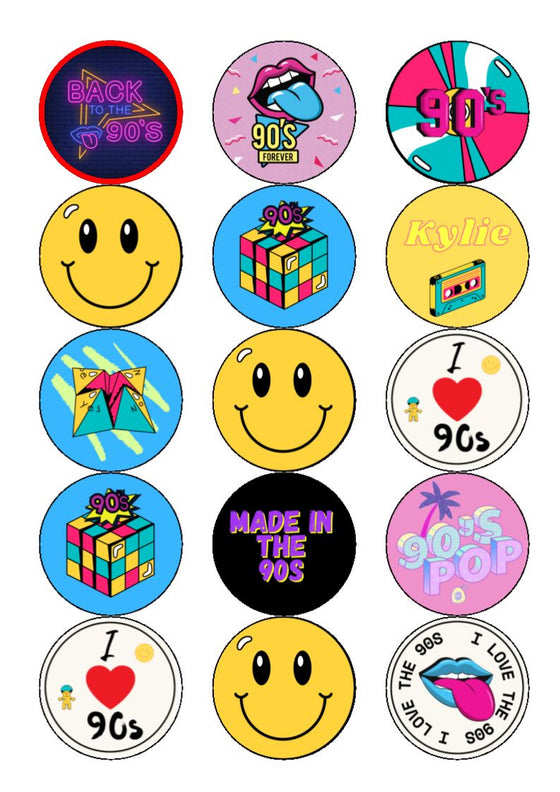 90s Theme Cupcake Toppers