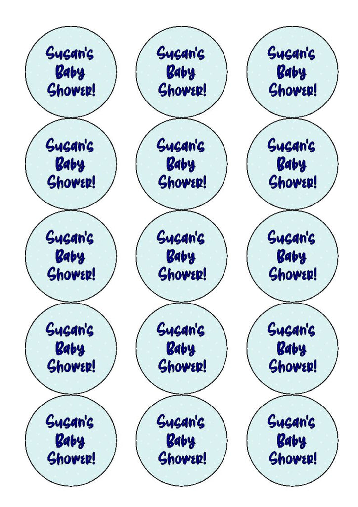 Own Wording Cake Toppers - Blue Polka Dot with Brush Hours Font