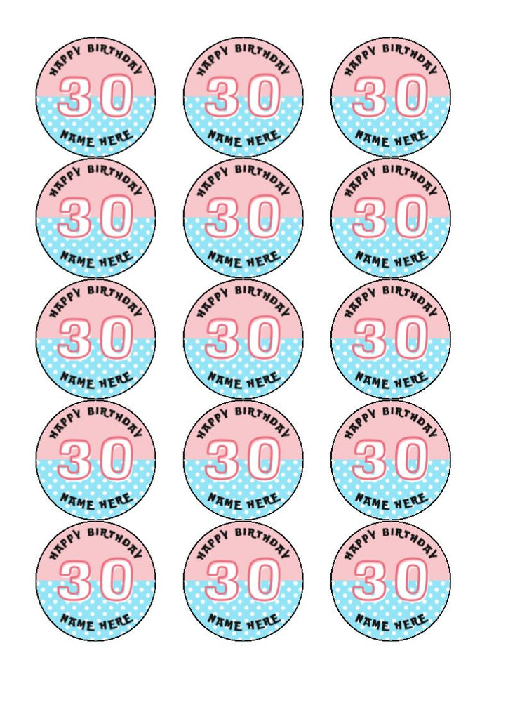 30th Birthday Cake Toppers - Dots