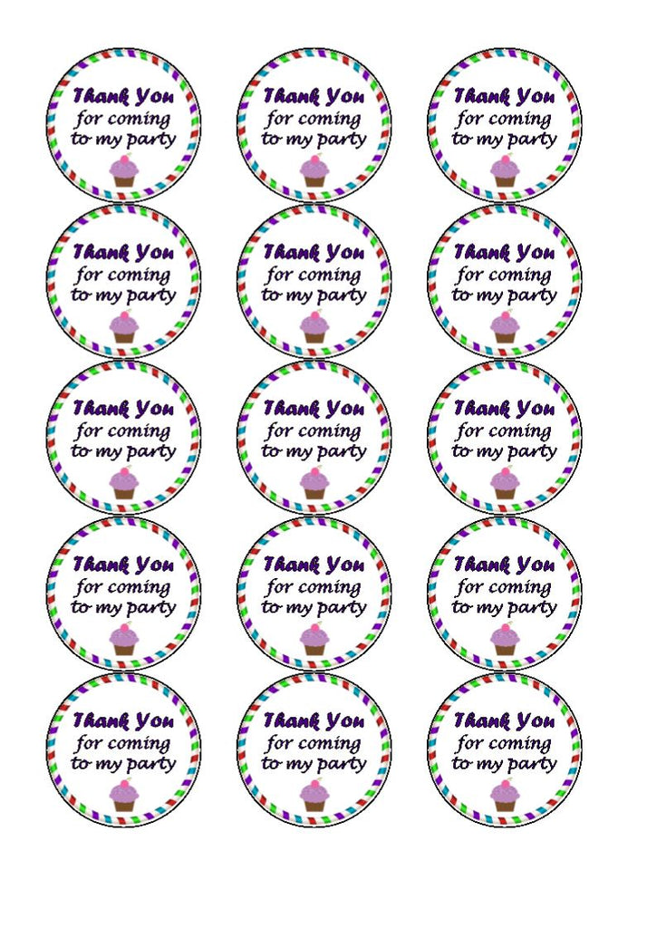 Thank you for coming to my party - Cake and Cupcake Toppers