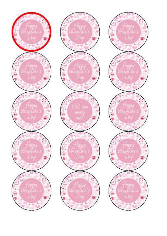 Valentine cake and cupcake toppers - Design 1