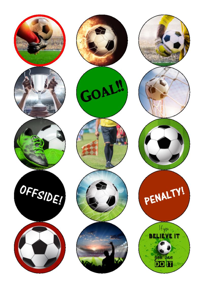 30 Football Edible Wafer Paper Cupcake Toppers – Pre-Cut, Goggly, UK Made