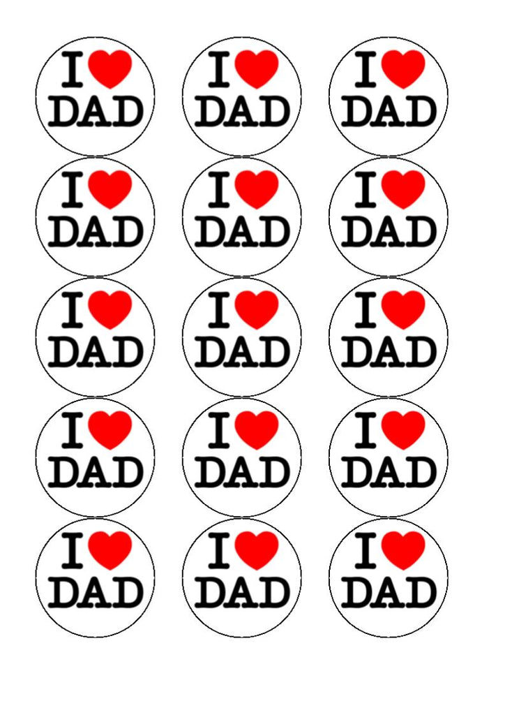 Father's Day I Love Dad Edible Cake & Cupcake Toppers