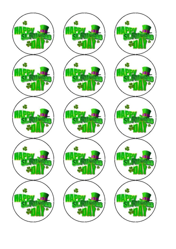 St Patrick's Day Happy Edible Cake & Cupcake Toppers