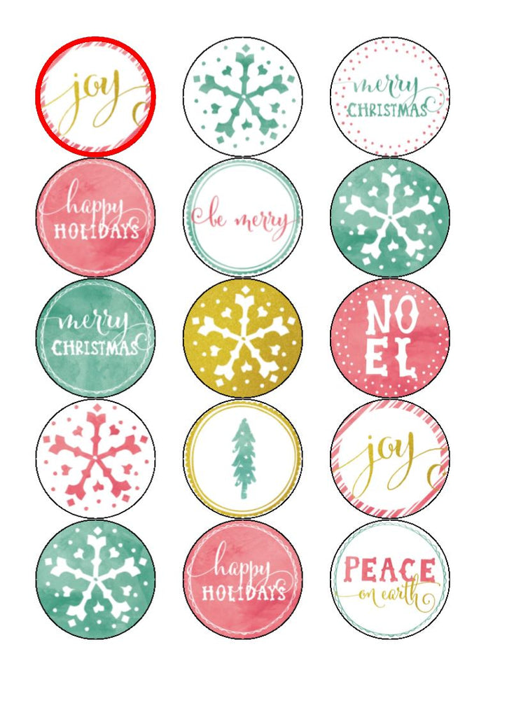 Christmas Pastels - cupcake toppers - click for other images