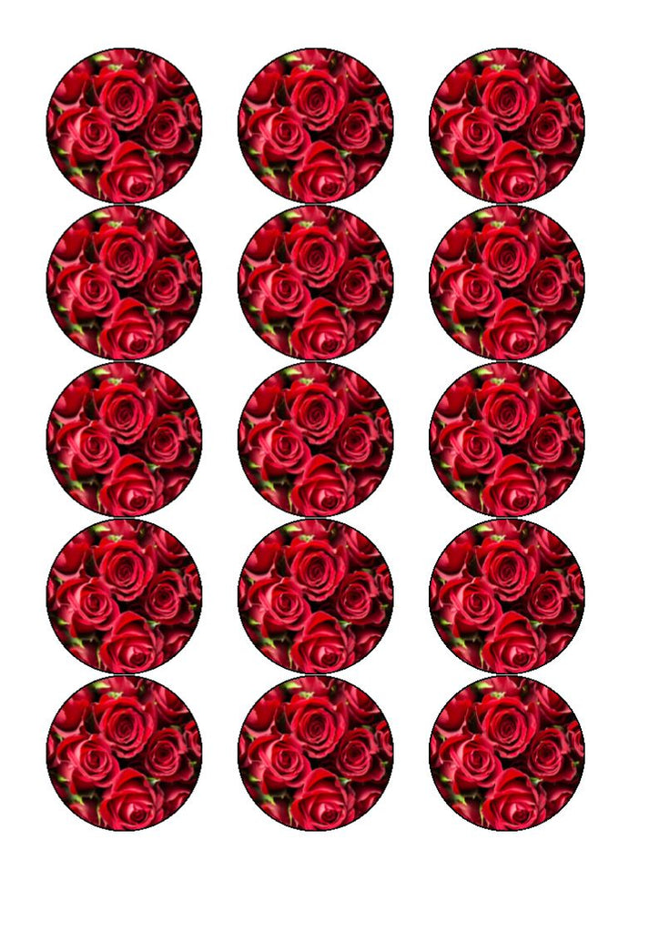 Red Roses Valentine Cake and Cupcake Toppers