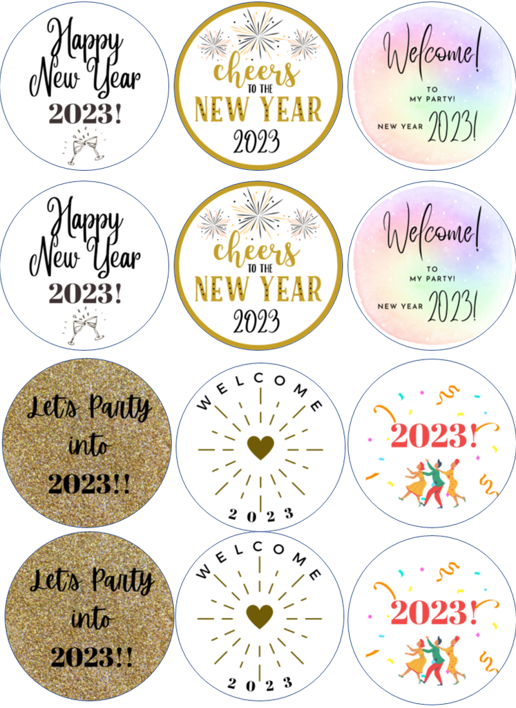 NEW YEAR 2023 Edible Drink Toppers - MIX OF DESIGNS 1-6