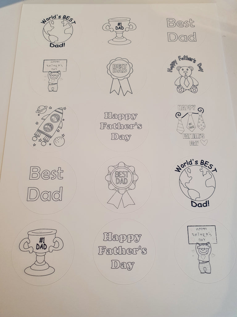 Father's Day - Colour In - edible cake/cupcake toppers