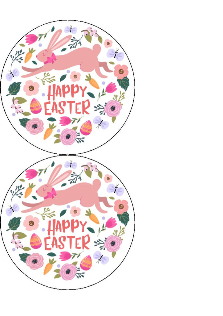 Easter Pink Floral Cake/Cupcake Toppers