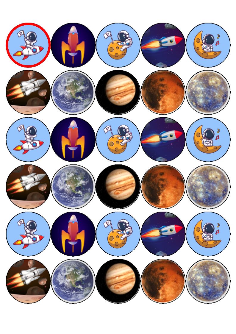 Chocolate Transfer Sheet space, Rockets, Planet Edible for Decorations A4  Size -  UK