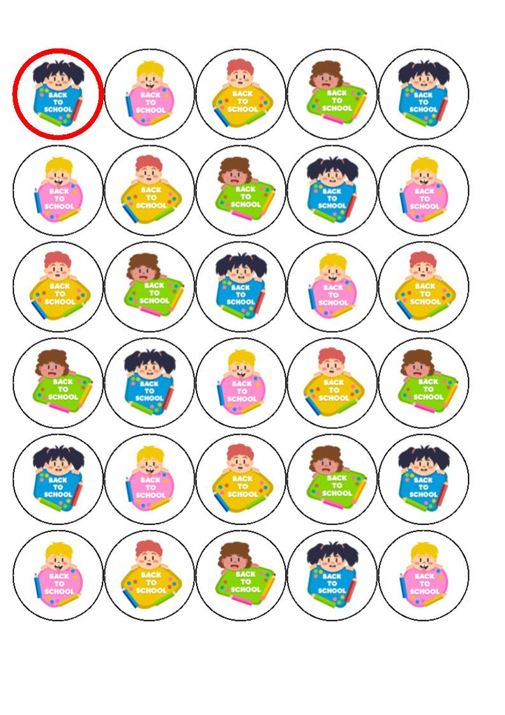Back to school design 1 - edible cake/cupcake toppers