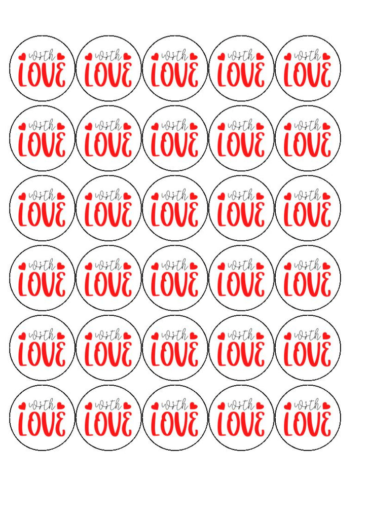 With love edible cake and cupcake toppers