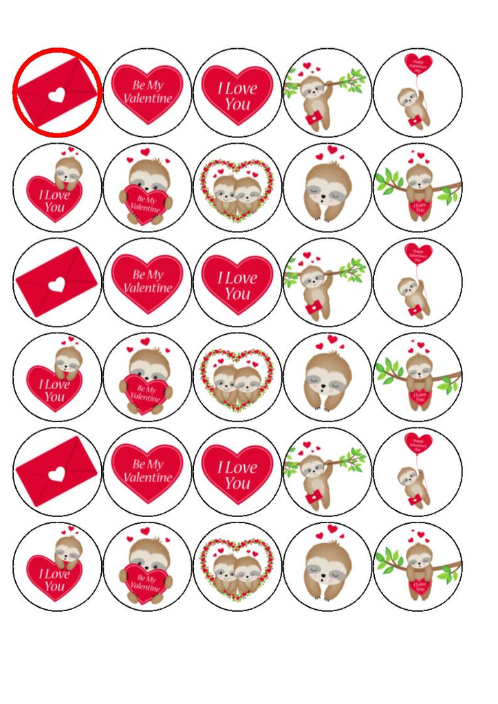 Sloth Valentine cupcake toppers
