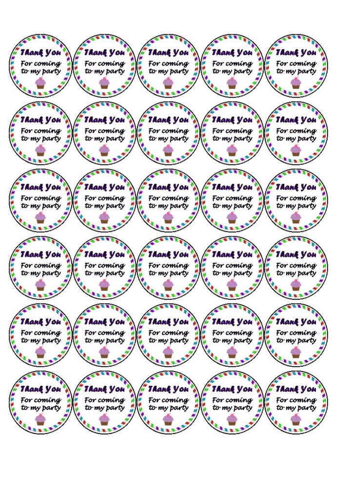 Thank you for coming to my party - Cake and Cupcake Toppers