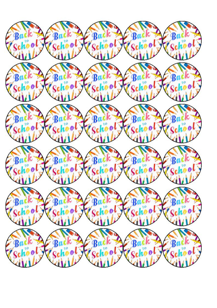 Back to School Rainbow design 5 - edible cake/cupcake toppers