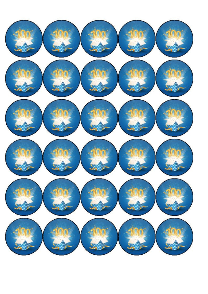 100th Birthday Cake Toppers - Blue