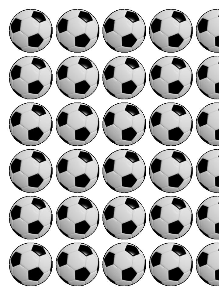 Football - Black and White - edible cake/cupcake toppers