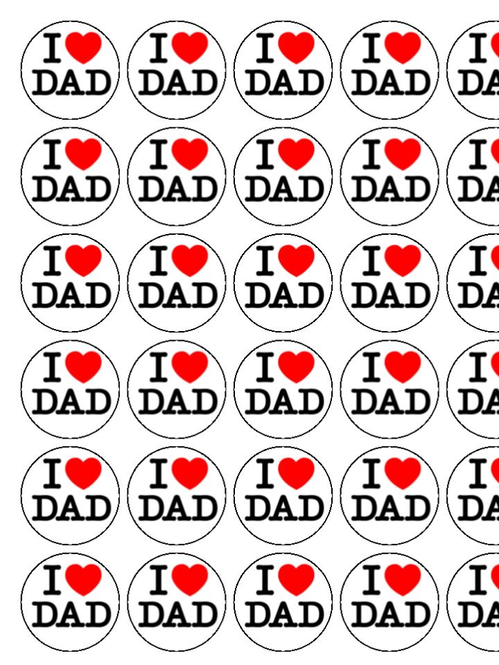 Father's Day I Love Dad Edible Cake & Cupcake Toppers