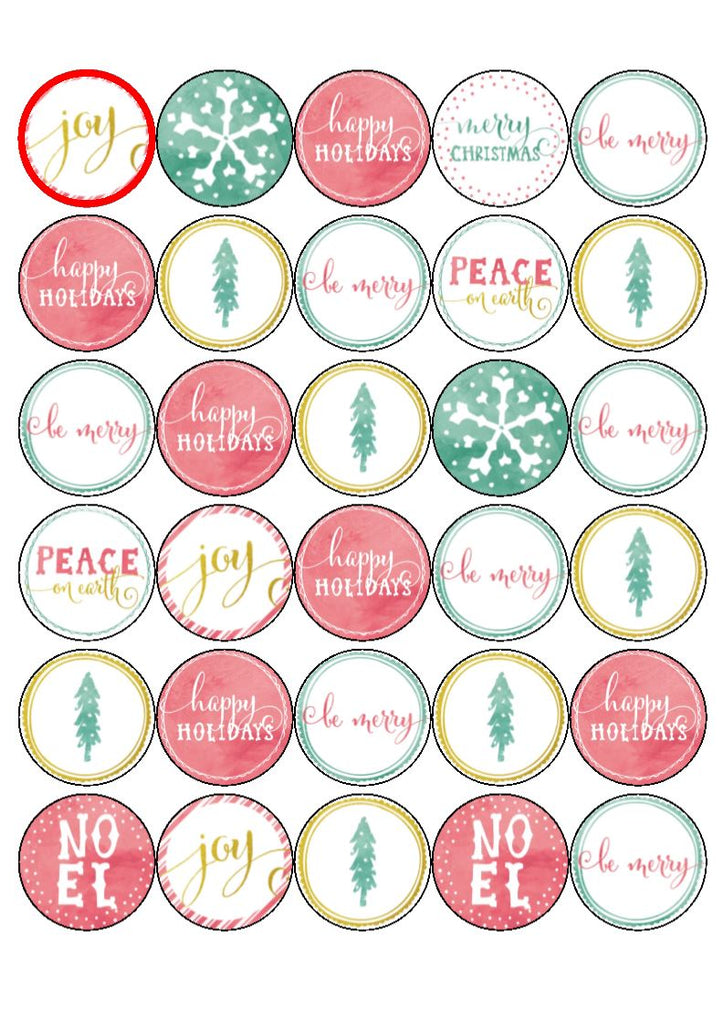 Christmas Pastels - cupcake toppers - click for other images