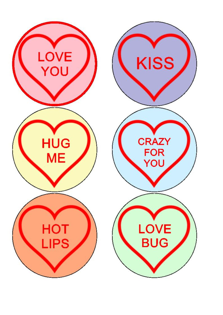 Valentine Hearts - (option to amend wording) cupcake toppers
