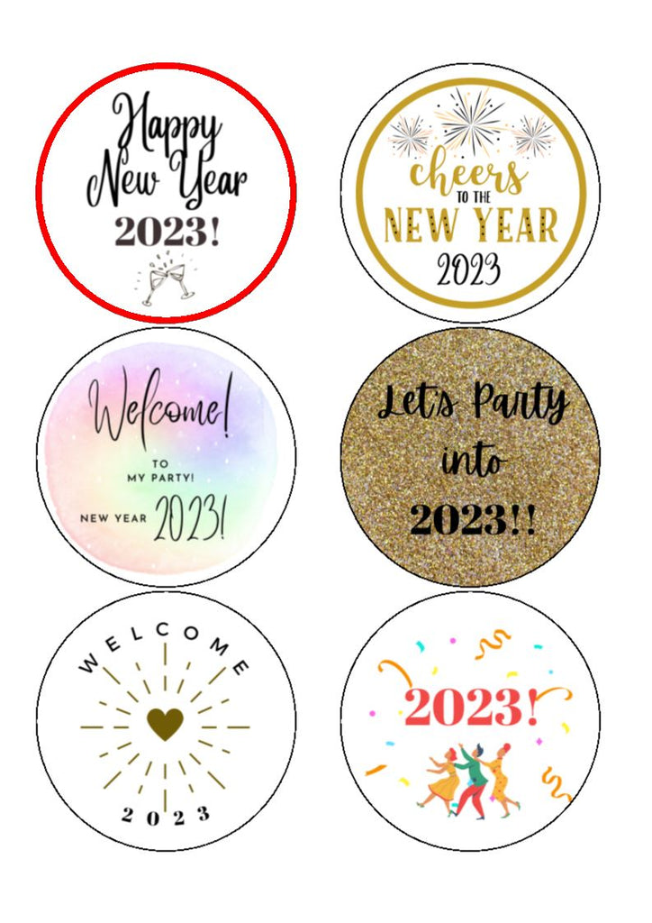 NEW YEAR 2023 Edible Drink Toppers - MIX OF DESIGNS 1-6