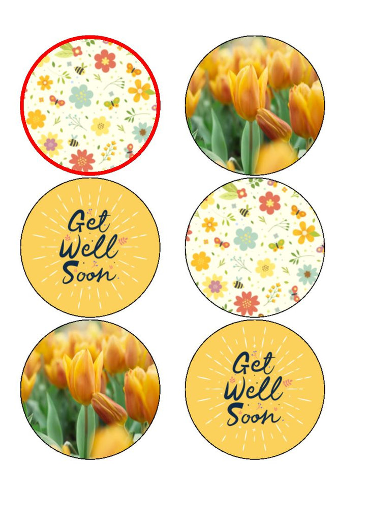 Get Well Soon - Design 8 - Edible Cake/Cupcake Toppers