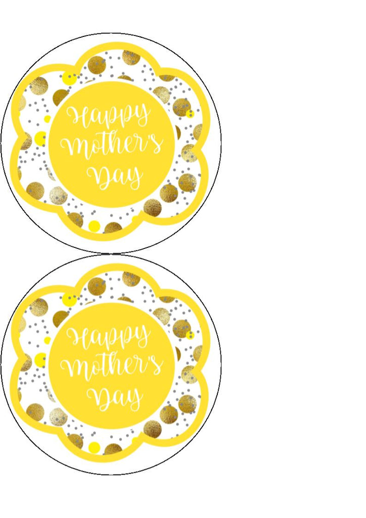 Mother's day edible cake/cupcake toppers. Design by Big Mabel -  Yellow