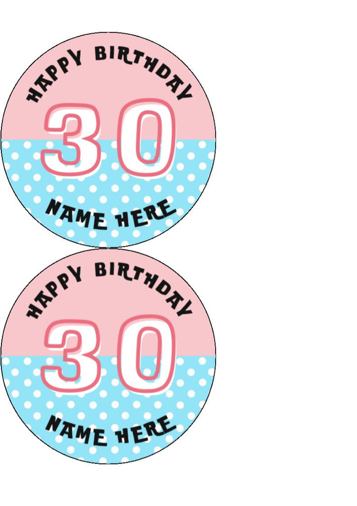 30th Birthday Cake Toppers - Dots
