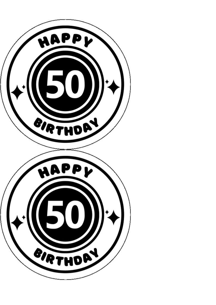 Black and White 50th Birthday Cake Toppers