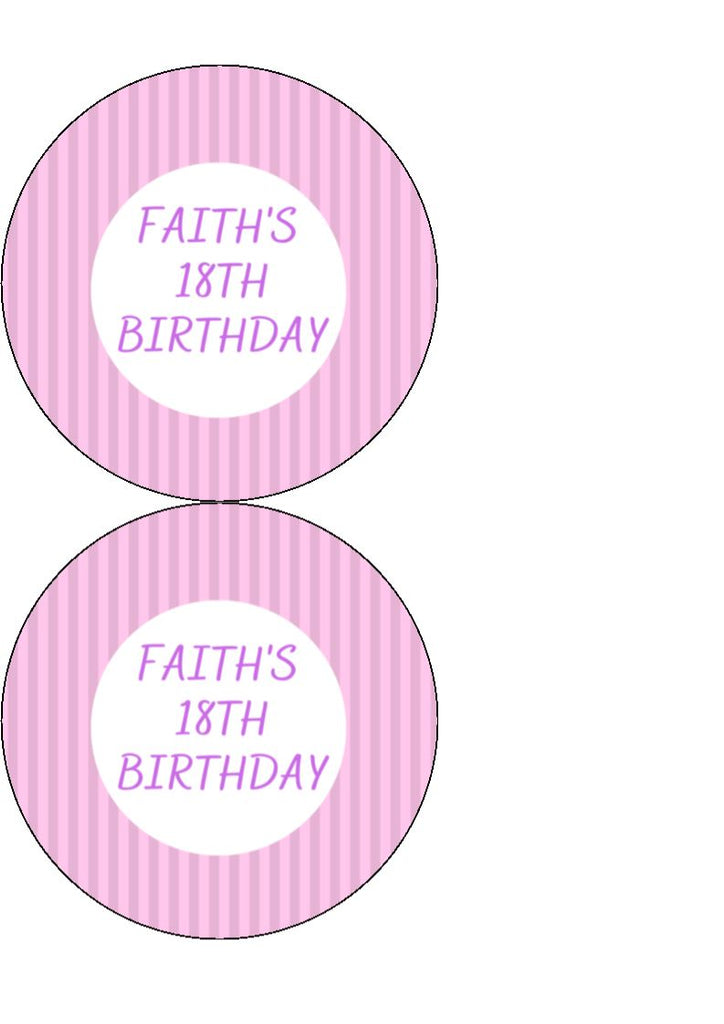 18th Birthday Cake Toppers - Personalised Stripe Design