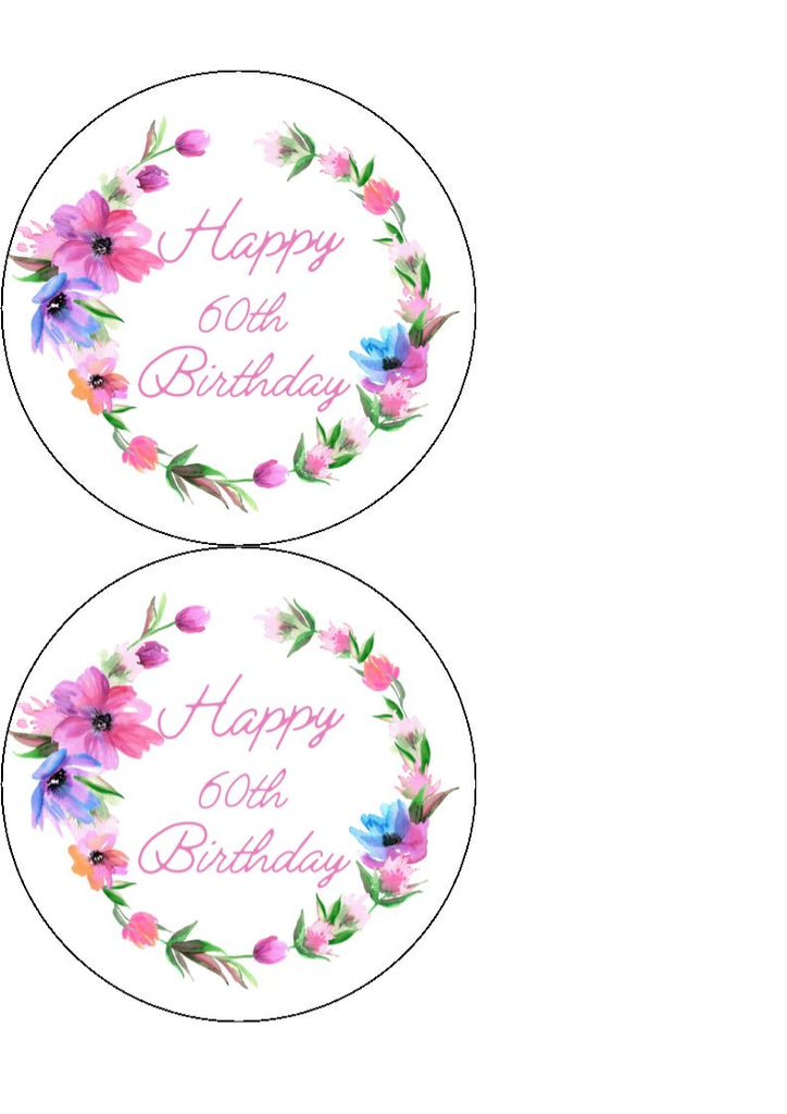 60th Birthday Edible Cake Toppers
