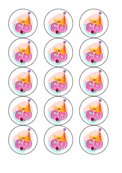 60th, 70th, 80th, 90th & 100th Birthday Cake Toppers