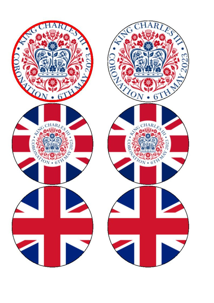King Charles III Coronation Cocktail Toppers - Mixed images