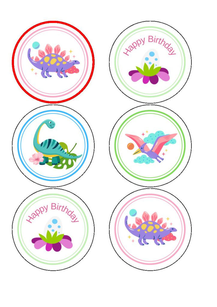 Pretty dinosaurs - edible cake/cupcake toppers