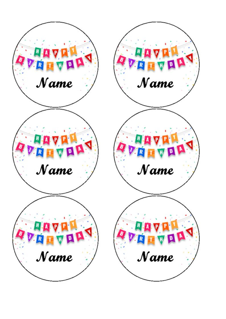 Birthday - Edible Drink Toppers - Design 2 - Personalised