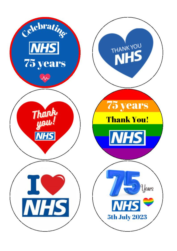 NHS 75 Years Cake and Cupcake Toppers