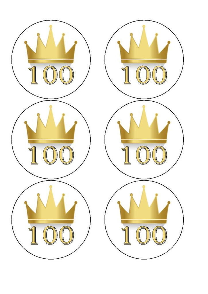 100th Birthday Cake Toppers - Gold Crown