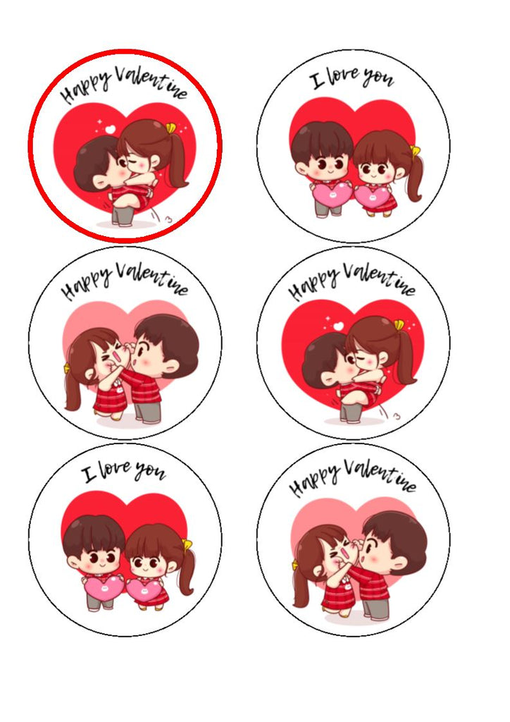 Valentine couple edible cake and cupcake toppers