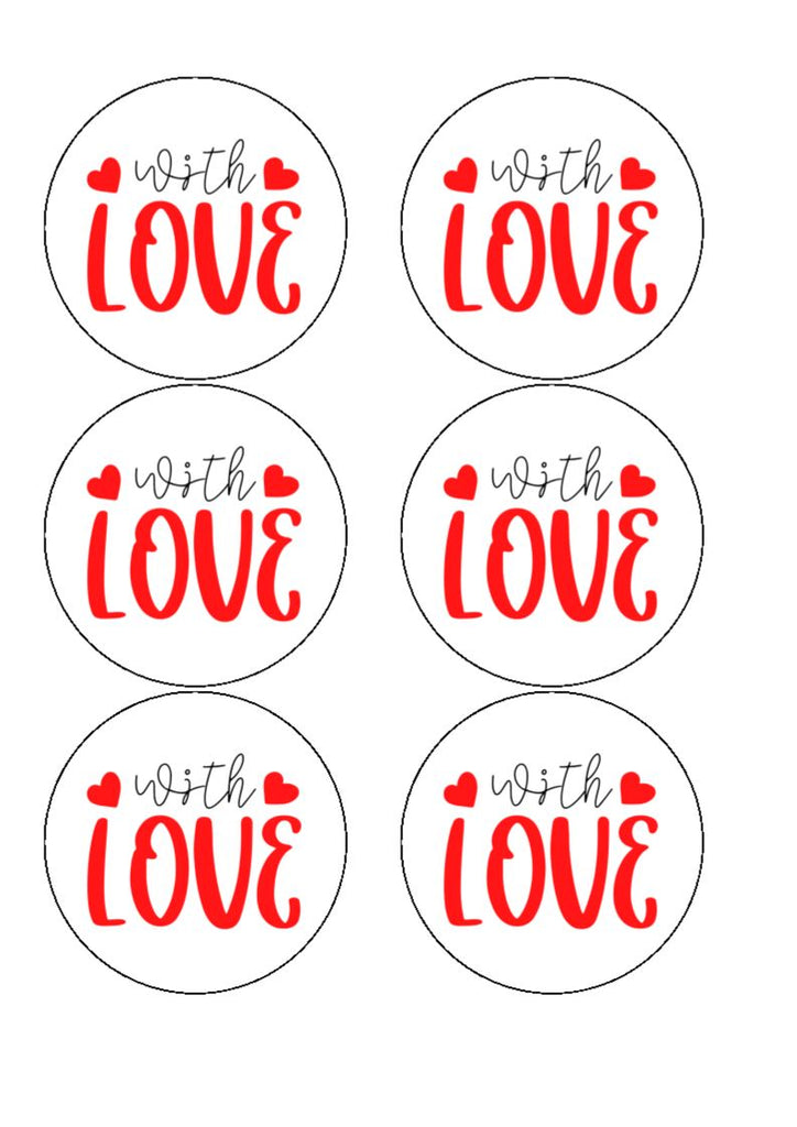With love edible cake and cupcake toppers