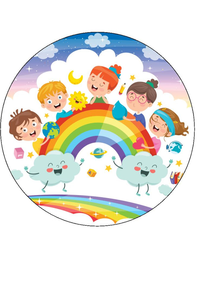 Back to School Rainbow design 5 - edible cake/cupcake toppers