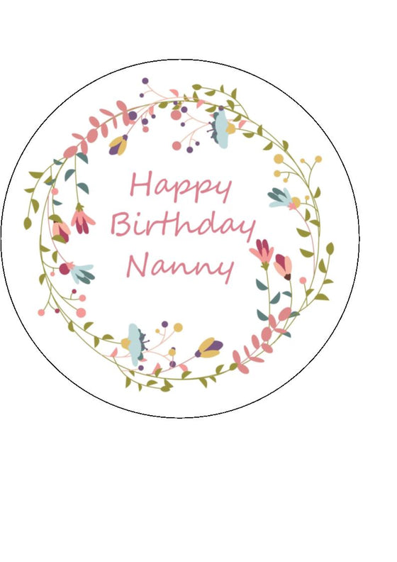 Happy Birthday Nanny - Edible cake/cupcake toppers