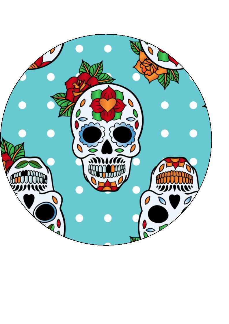 Day of the Dead Mexican Sugar Skull Edible Cake Topper Image