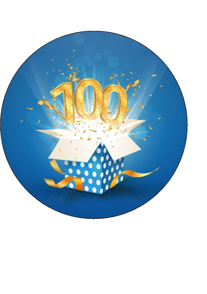 100th Birthday Cake Toppers - Blue