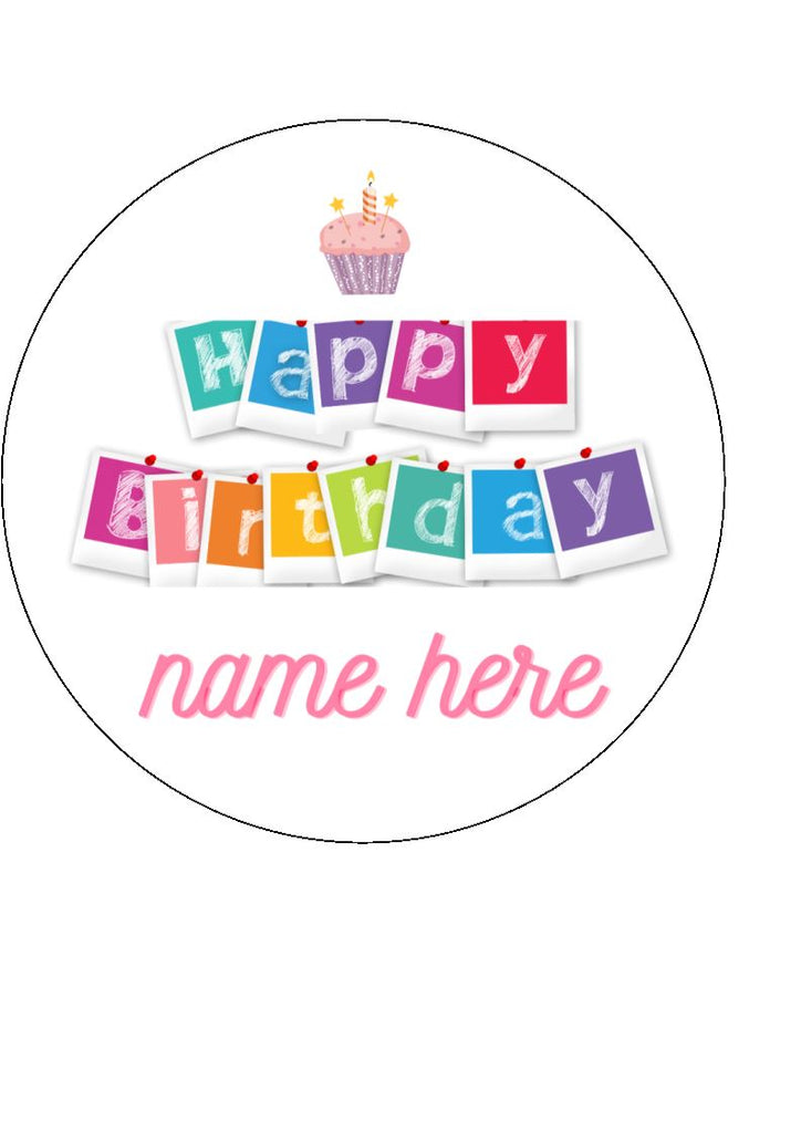 NEW!! Happy Birthday Cupcake (Personalised Cake Topper)