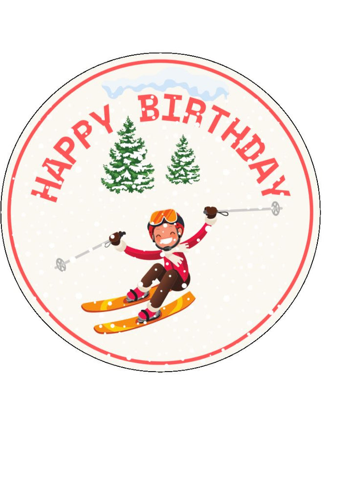 Girl Skier - edible cake/cupcake toppers