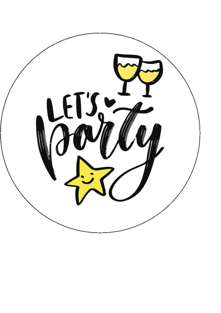 Let's Party - Design 1 - edible cake/cupcake/cocktail toppers